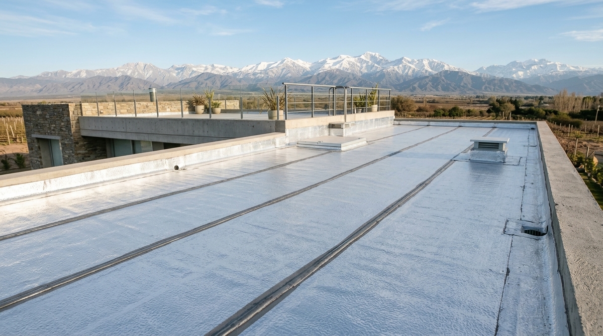 Techo impermeabilizado con vista a la cordillera en Mendoza - ARAS MEMBRANAS